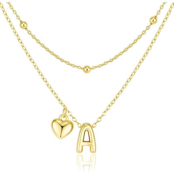 Dainty 14K Gold Plated Heart Initial Necklace