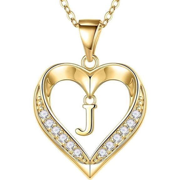 Turandoss Gold-Plated Heart Initial Necklace for Women