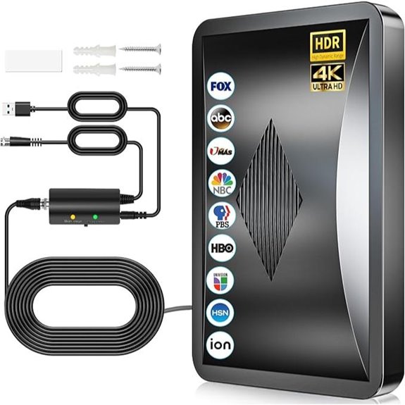 Indoor HDTV Antenna with Signal Booster and 38ft Cable