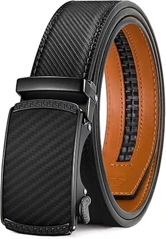 Zitahli Men's Ratchet Leather Belt with Auto Buckle