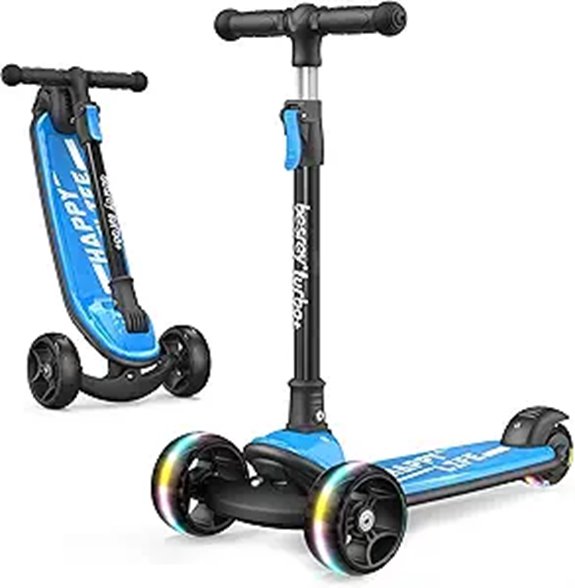 Besrey Kids 3-Wheel Folding Scooter with LED Lights