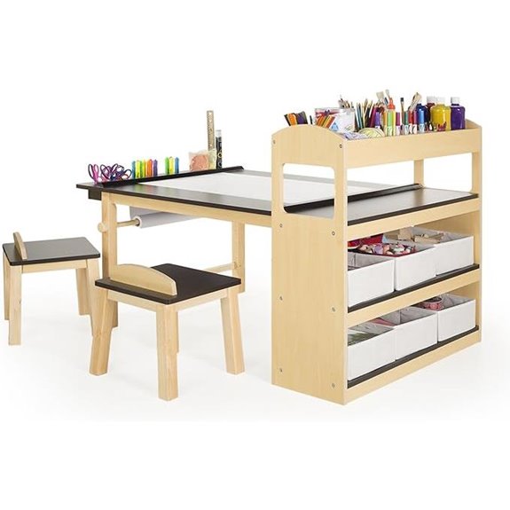 Guidecraft Kids Art Table and Chairs with Storage