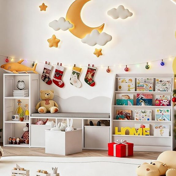Kids Bookshelf with Reading Nook and Storage
