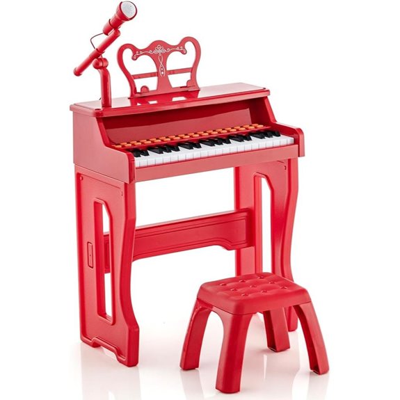 Kids Electronic Piano with Microphone and Stool