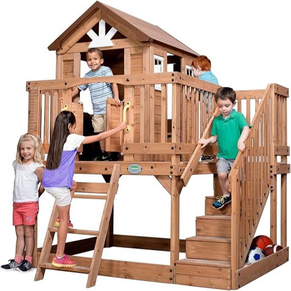 Backyard Discovery Kids Playhouse with Deck and Kitchen