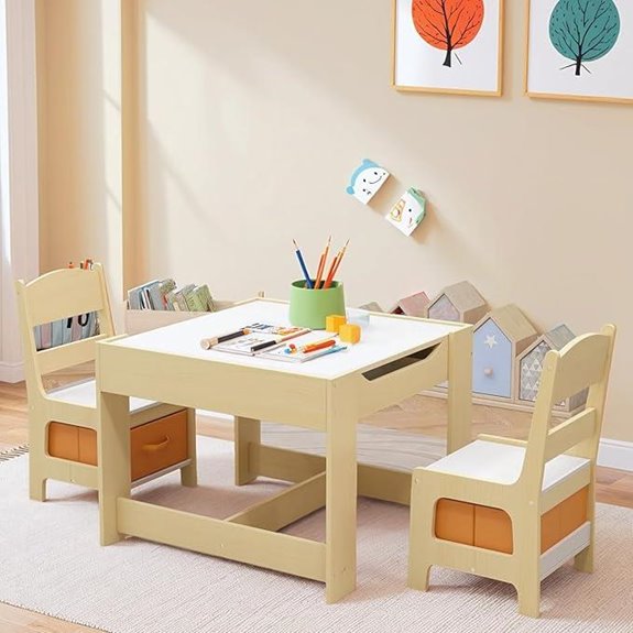 Arlopu Kids Table & Chair Set with Storage