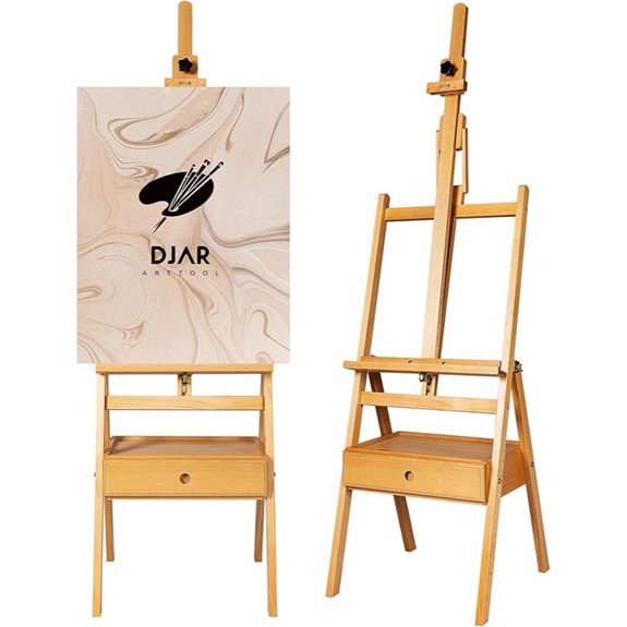 DJAR Large Beech Art Easel with Storage and Shelf