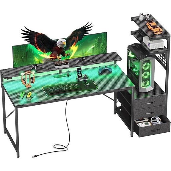 large gaming desk with storage