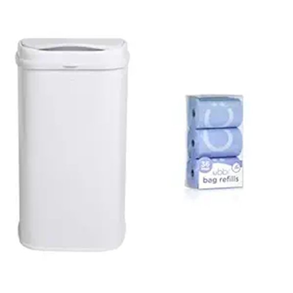 Ubbi Adult Diaper Pail with Odor Lock Lavender 36 Pack