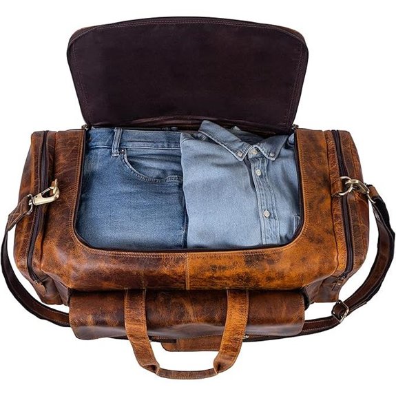 Leather Duffel Bag 24 Inch U Zip Travel Sports