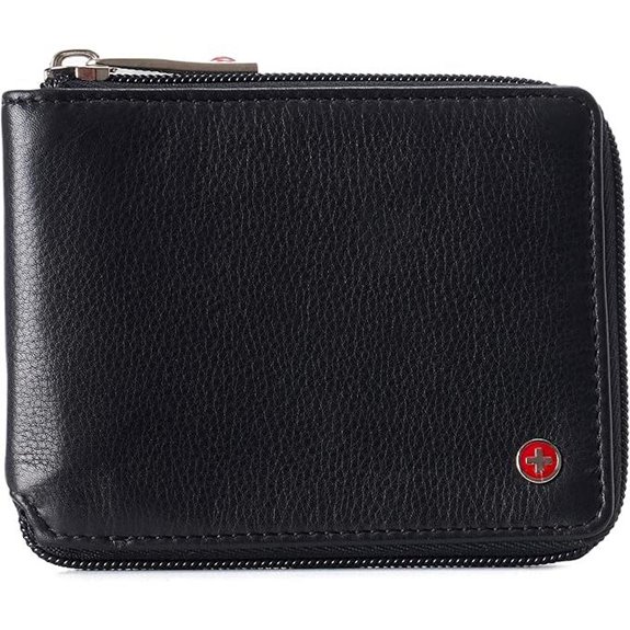 Alpine Swiss Logan RFID Leather Wallet with Zipper
