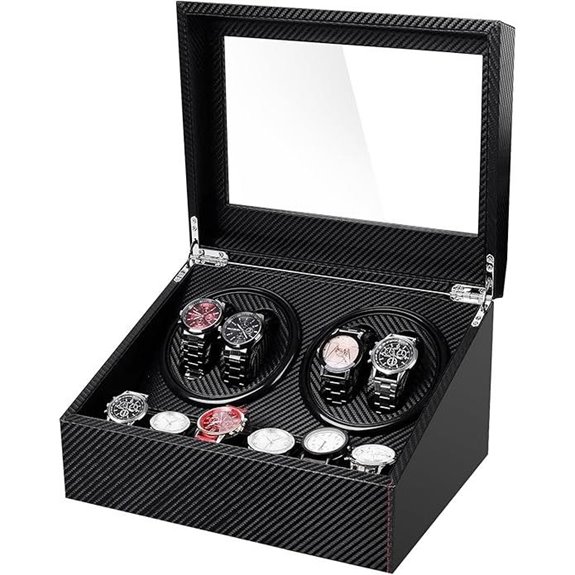Automatic Watch Winder with Storage and Leather Style