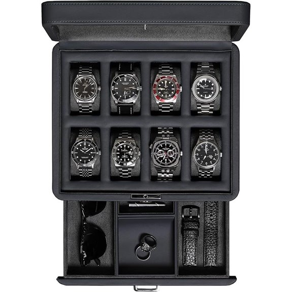 Rothwell 8 Slot Leather Watch Box with Drawer