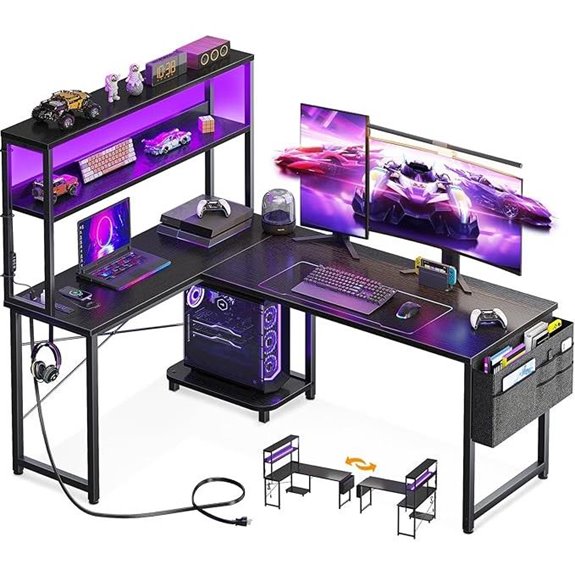 led lit l shaped desk