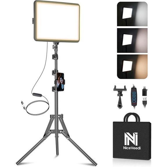 NiceVeedi LED Video Light Kit with Tripod and Phone Holder