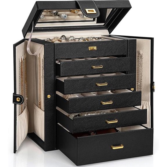 AKOZLIN Lockable Leather Jewelry Box Organizer