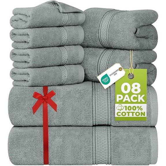Utopia 8-Piece Luxury Towel Set in Cool Grey