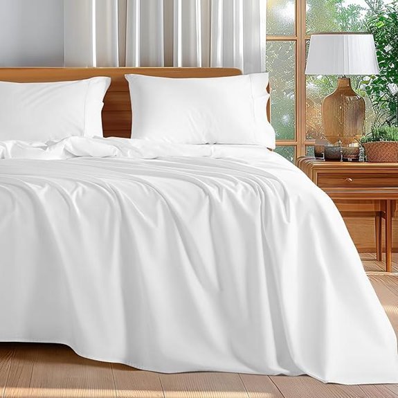 Shilucheng Queen Cotton Sheets Set 600 TC White