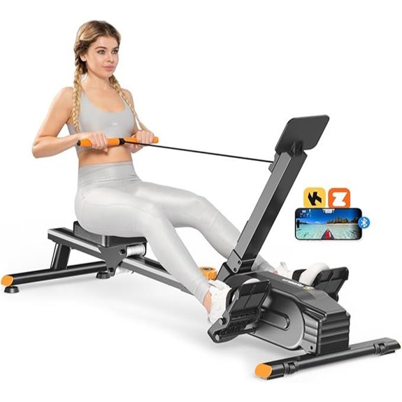 Magnetic Rower Machine with Tablet Holder and Cushions