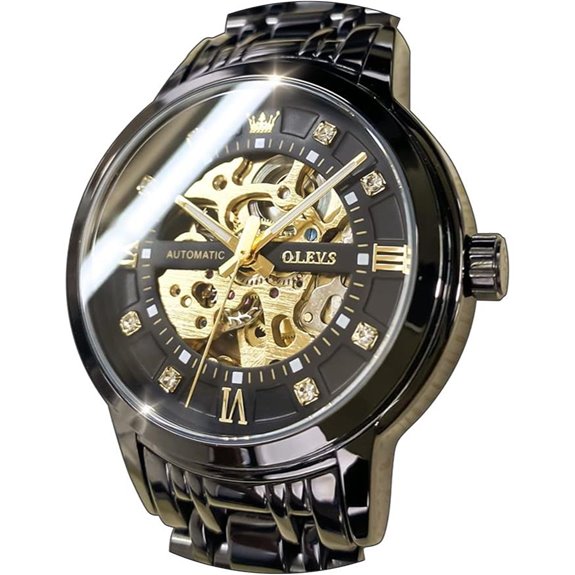 OLEVS Men's Gold Skeleton Automatic Dress Watch