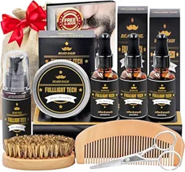Men’s Beard Grooming Kit with Oil Balm Comb Scissors