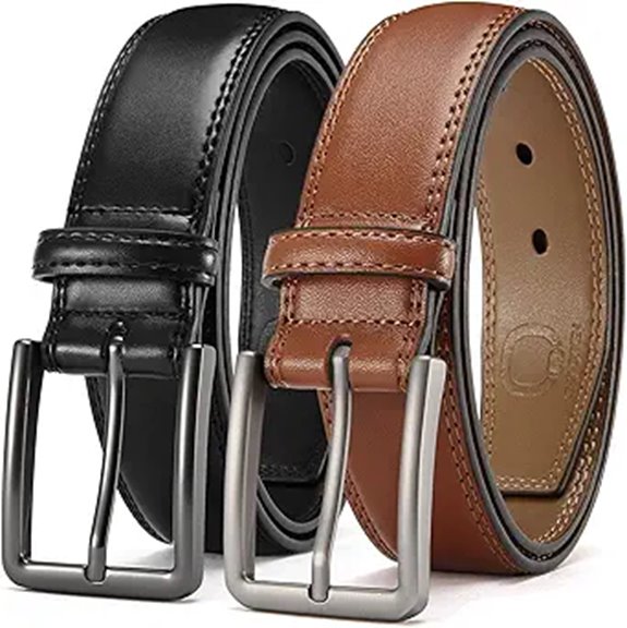 CHAOREN Leather Men's Dress Belt 2 Pack