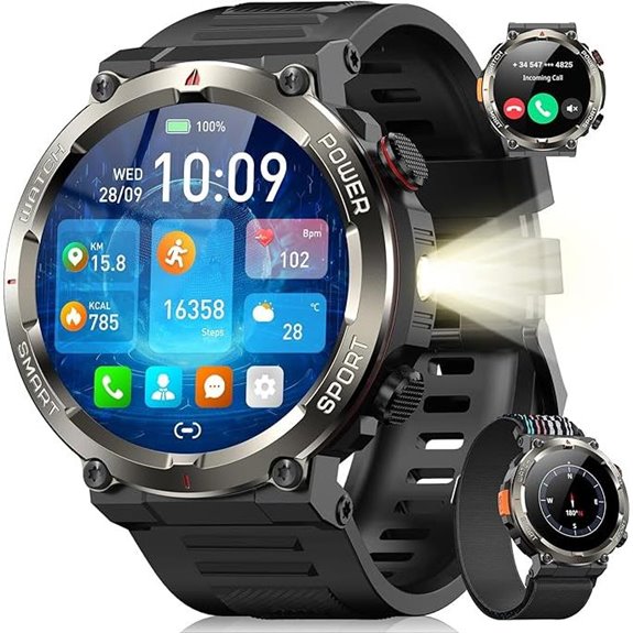 Military Smart Watch with Calls and Fitness Features