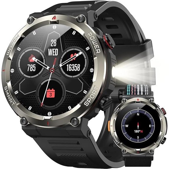 IOWODO Military Smart Watch for Men with Fitness Features