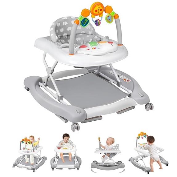5-in-1 Baby Walker with Bouncer Tray & Music