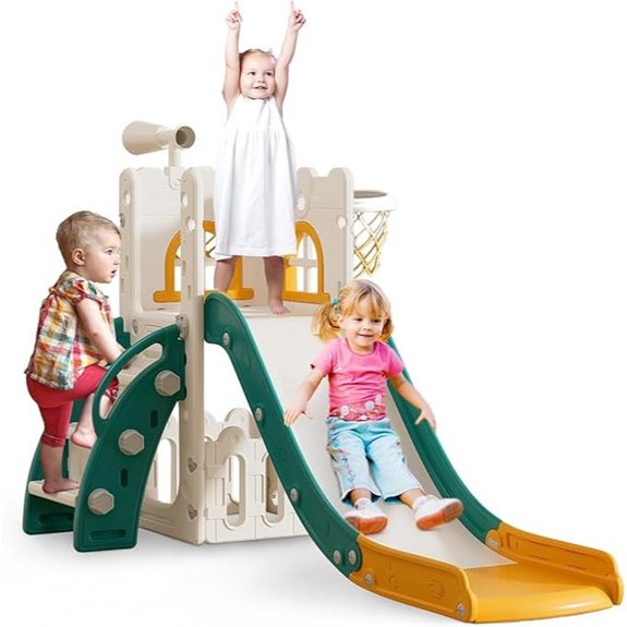 6-in-1 Toddler Playset with Slide Basketball Hoop