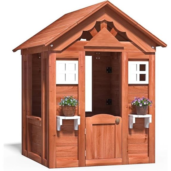 Kids Outdoor Playhouse for Ages 3-10 in Natural Wood