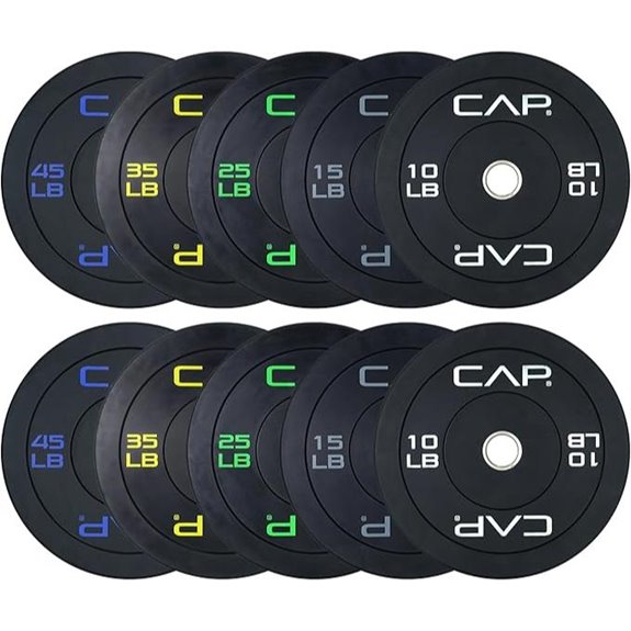 CAP Barbell Olympic Bumper Plate Weight Set with Rack