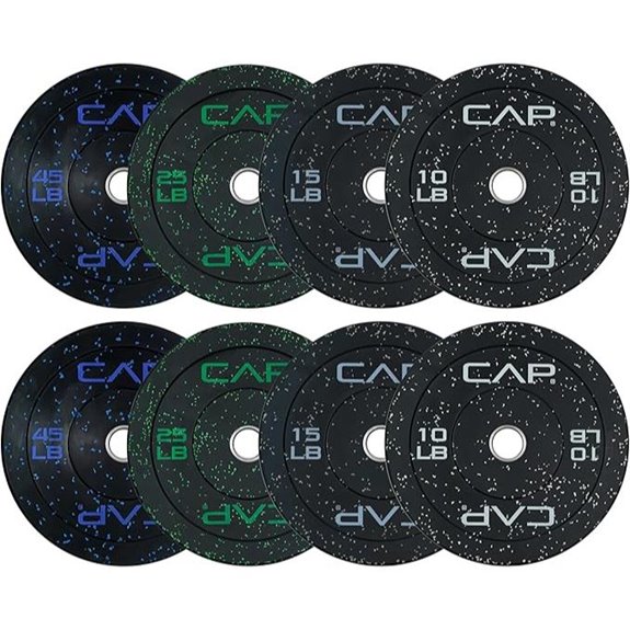 CAP Barbell Olympic Bumper Plate Set with Rack