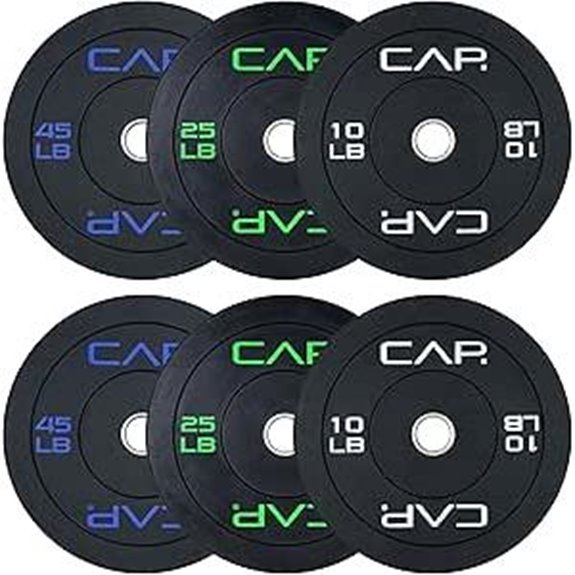 CAP Barbell Olympic Bumper Plate Weight Set with Rack