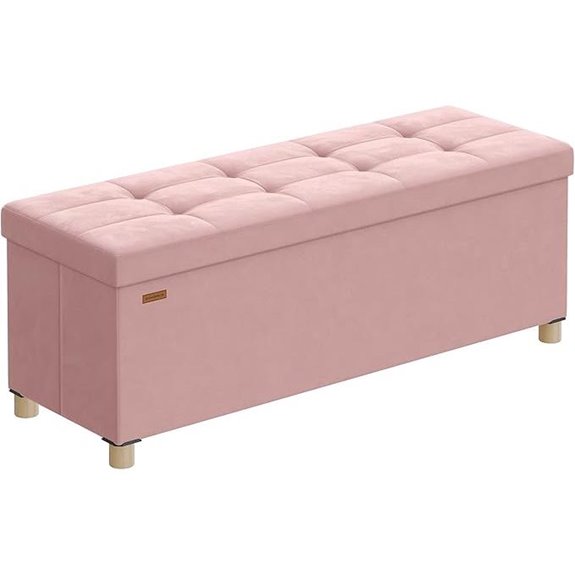 SONGMICS Folding Storage Ottoman Bench Jelly Pink