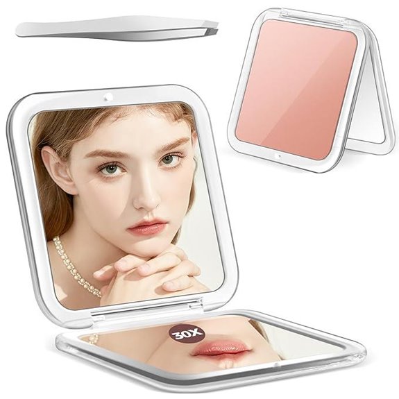 MIYADIVA Compact 30X Magnifying Travel Mirror