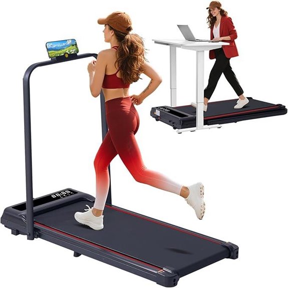 Compact Electric Treadmill with Handles for Home