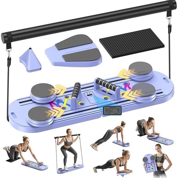 Foldable Pilates Reformer with Timer for Home Workouts