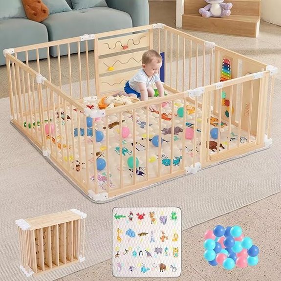 portable wooden baby playpen