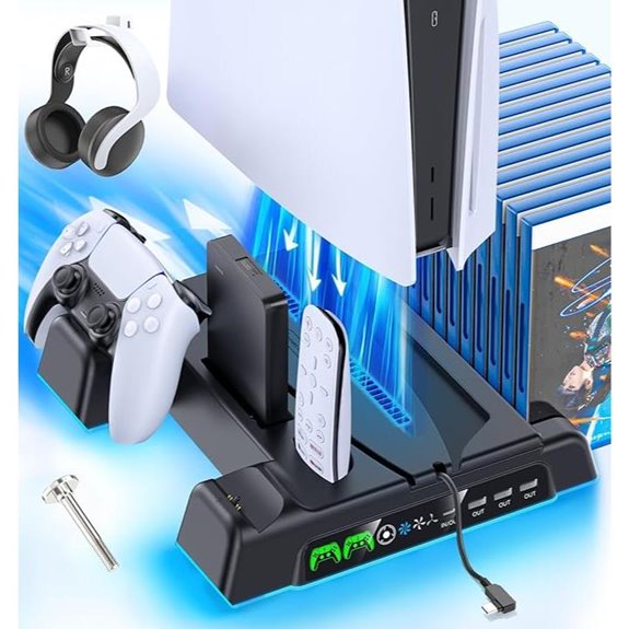 PS5/Slim/Pro Stand with Cooling and Charging Station