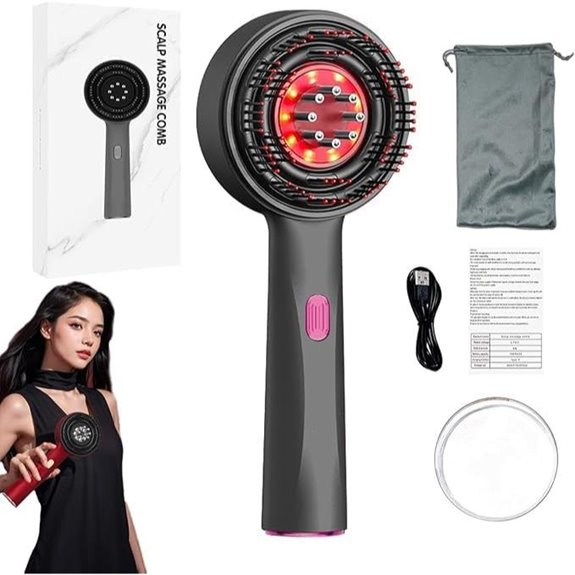 Red Hair Scalp Massager Waterproof Electric Comb