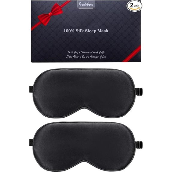 BeeVines Silk Sleep Masks (2 Pack) with Adjustable Straps