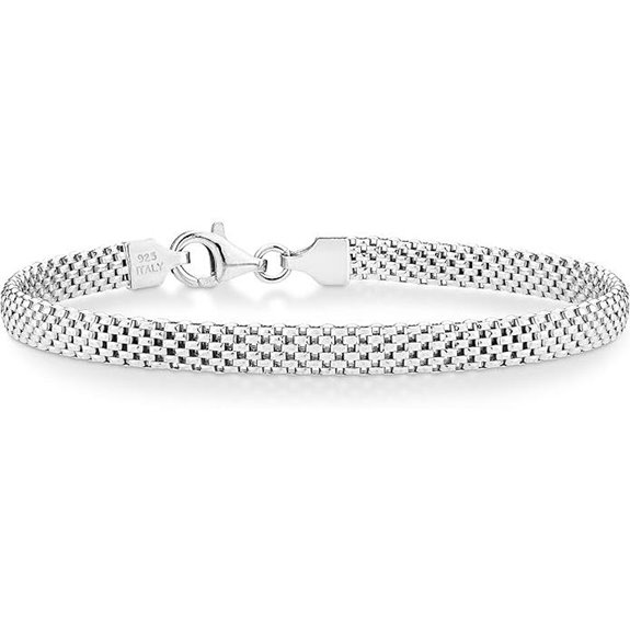 Miabella 925 Sterling Silver Mesh Link Chain Bracelet