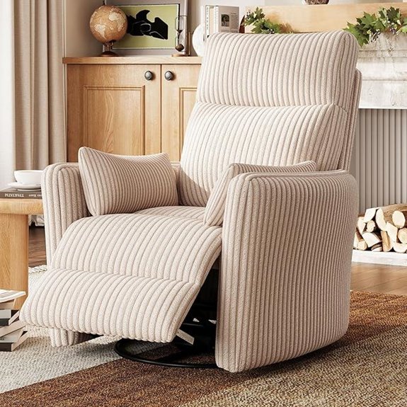 swivel recliner with pillows
