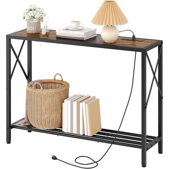 Tajsoon Console Table with Charging Station 2-Tier