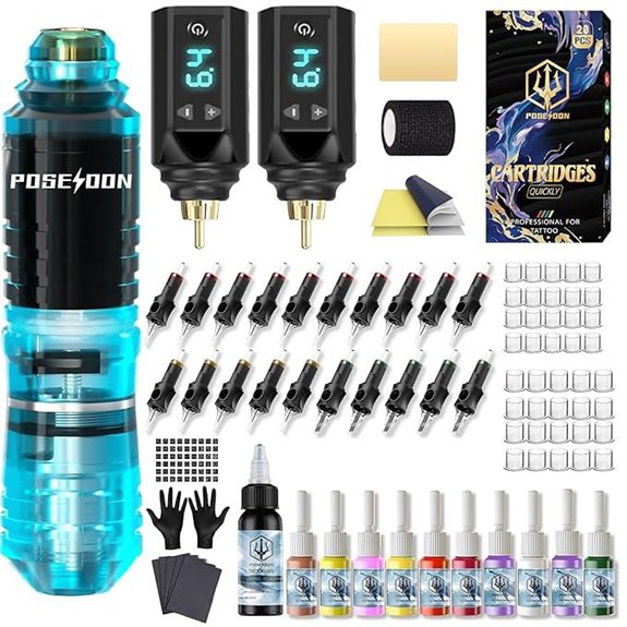 Poseidon Tattoo Kit with Batteries and Ink