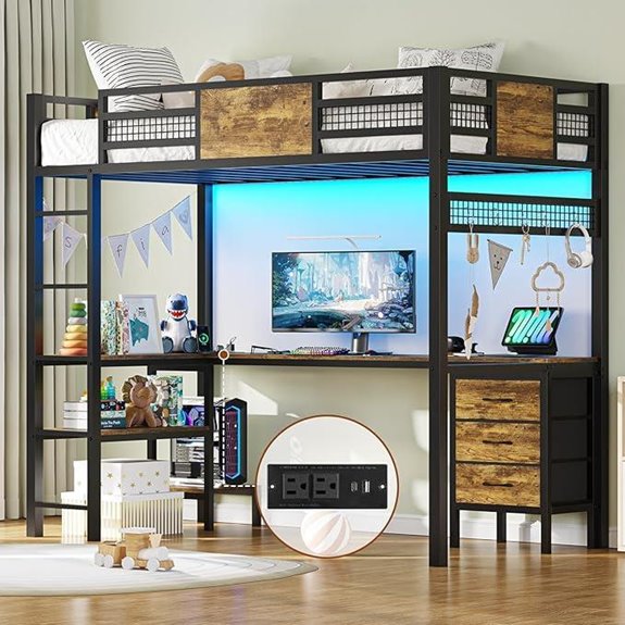 BTHFST Twin Loft Bed with Desk & Storage