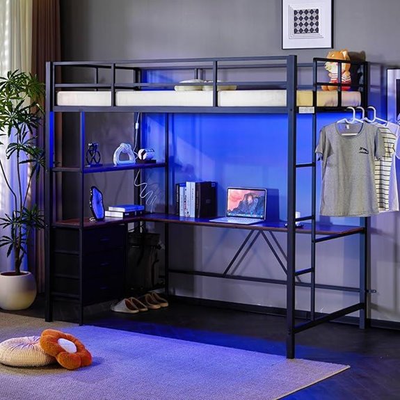 VINGLI Twin Loft Bed with Desk and Storage