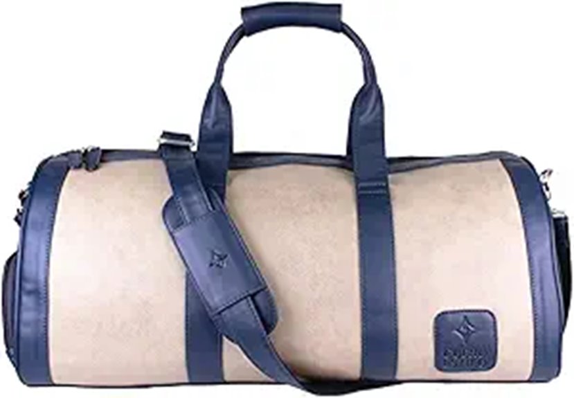 Vegan Leather Travel Duffle Bag with Shoe Compartment