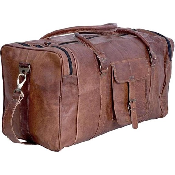 Vintage KomalC 24-Inch Leather Duffel Bag for Travel